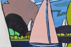 Segelboot mit rosa Segel