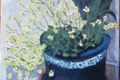 Blume im blauen Topf